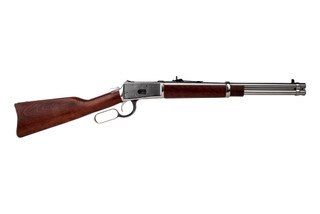 Rossi R92 Brazilian wood and stainless finished 44 Magnum Carbine Lever Action Gun with 16in barrel features a thumb safety